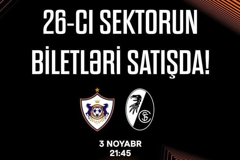 “Qarabağ” - “Frayburq”: 26-cı sektorun biletləri satışda!
