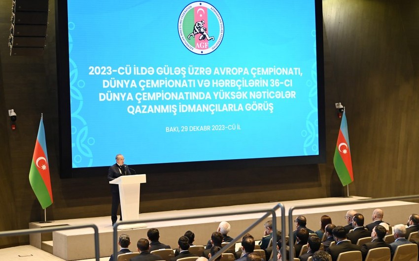 2023-cü ildə yüksək nəticələr əldə etmiş güləşçilərlə görüş keçirilib