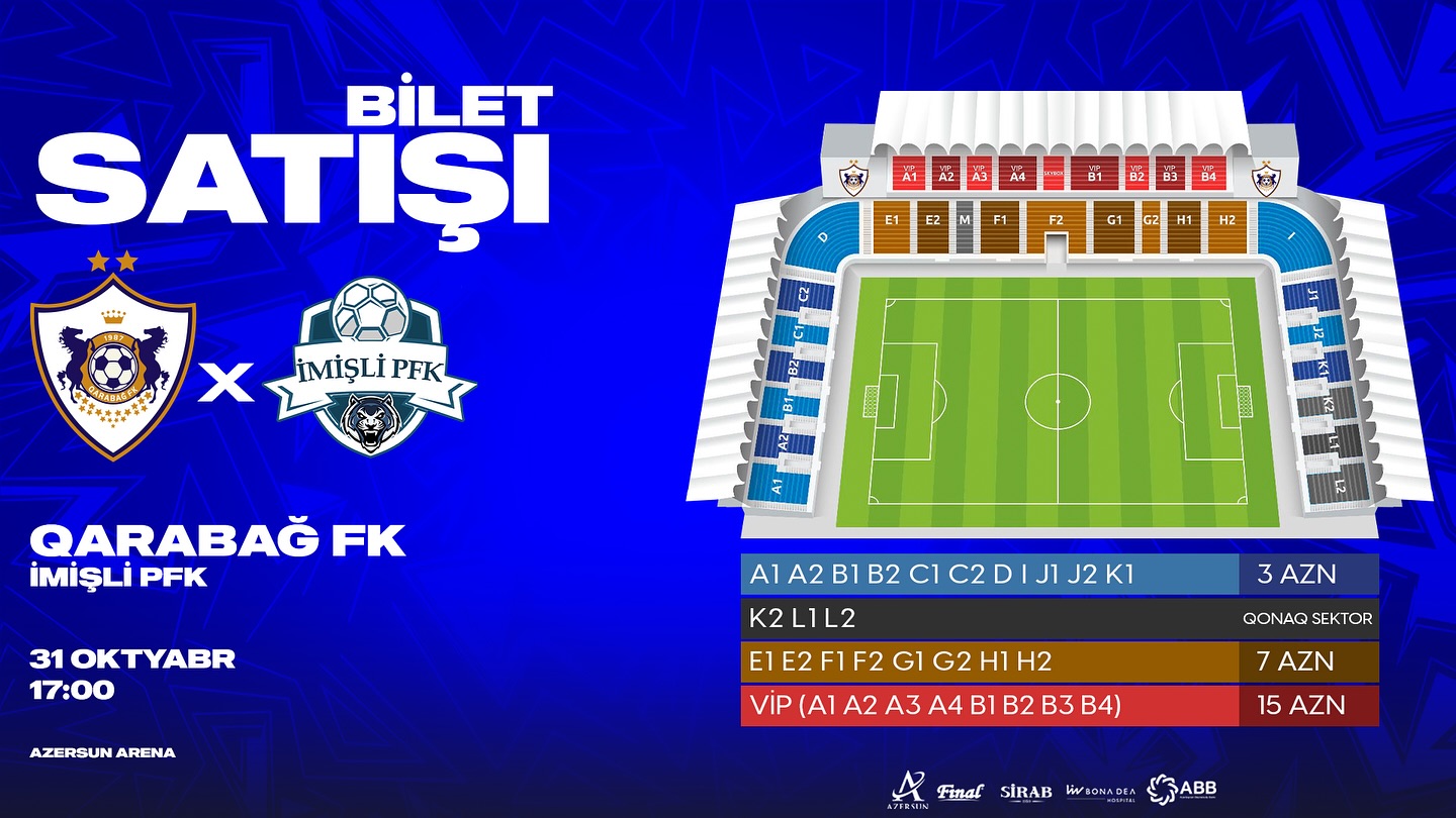 “Qarabağ”ın “İmişli” ilə oyununun biletləri satışa çıxarılır