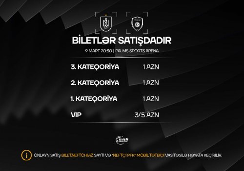 "Neftçi" "Turan Tovuz"la oyunun biletlərində endirim etdi